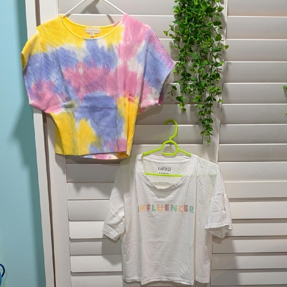 Bundle 2 PCS Influencer & Promesa Colorful Tie-Dye Cropped Tops